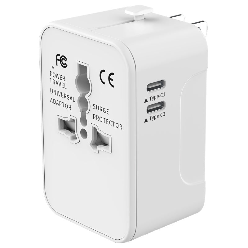 Travel Adapter Worldwide All In One International Power Adapter Universal Adapter Plug With 2.1A Dual USB Charging Ports For Asia Europe UK AUS And USA
شاحن لكل دول العالم !!