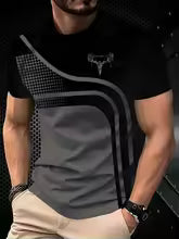 New Men's Fashion Light Luxury Trendy 3D Print Quick-Dry T-Shirt for Daily Wear, Soft and Breathable for Outdoor Activities